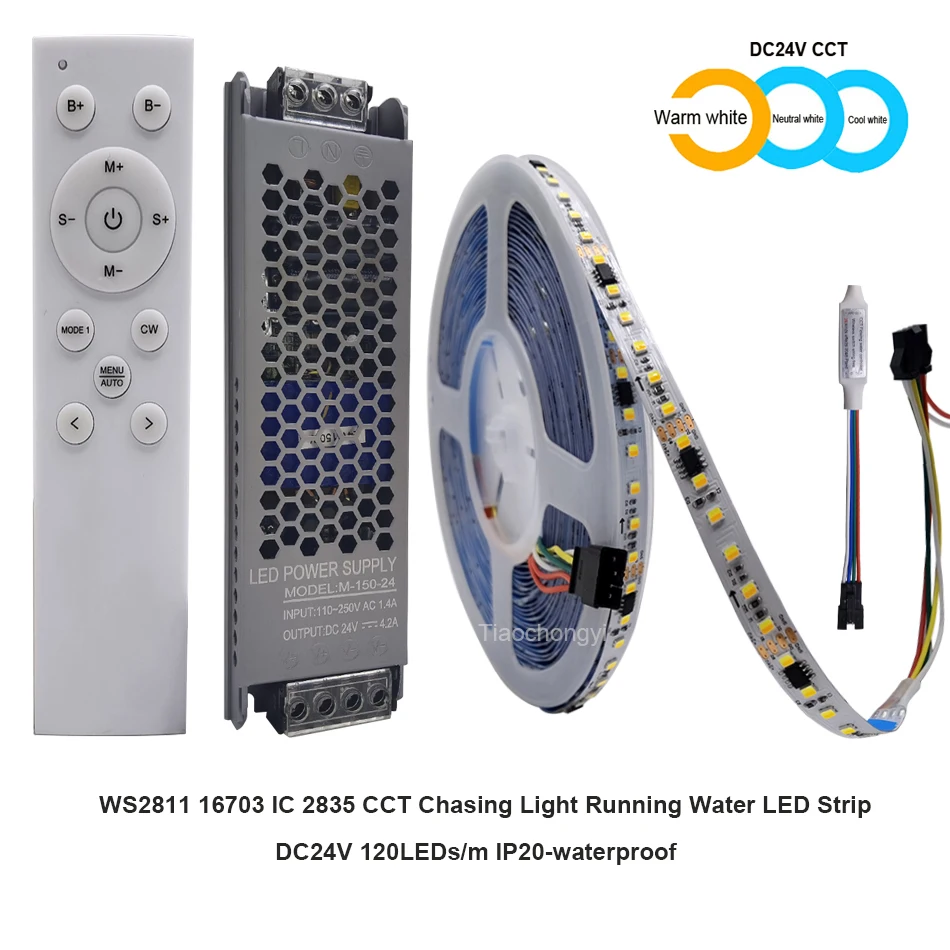 WS2811 2835 CCT Chasing Light Running Water LED Strip 120Leds/m With Backflow Marquee DC24v Embedded Linear Tape Home Decorate
WS2811 2835 CCT Chasing Light Running Water LED Strip 120Leds/m With Backflow Marquee DC24v Embedded Linear Tape Home Decorate
