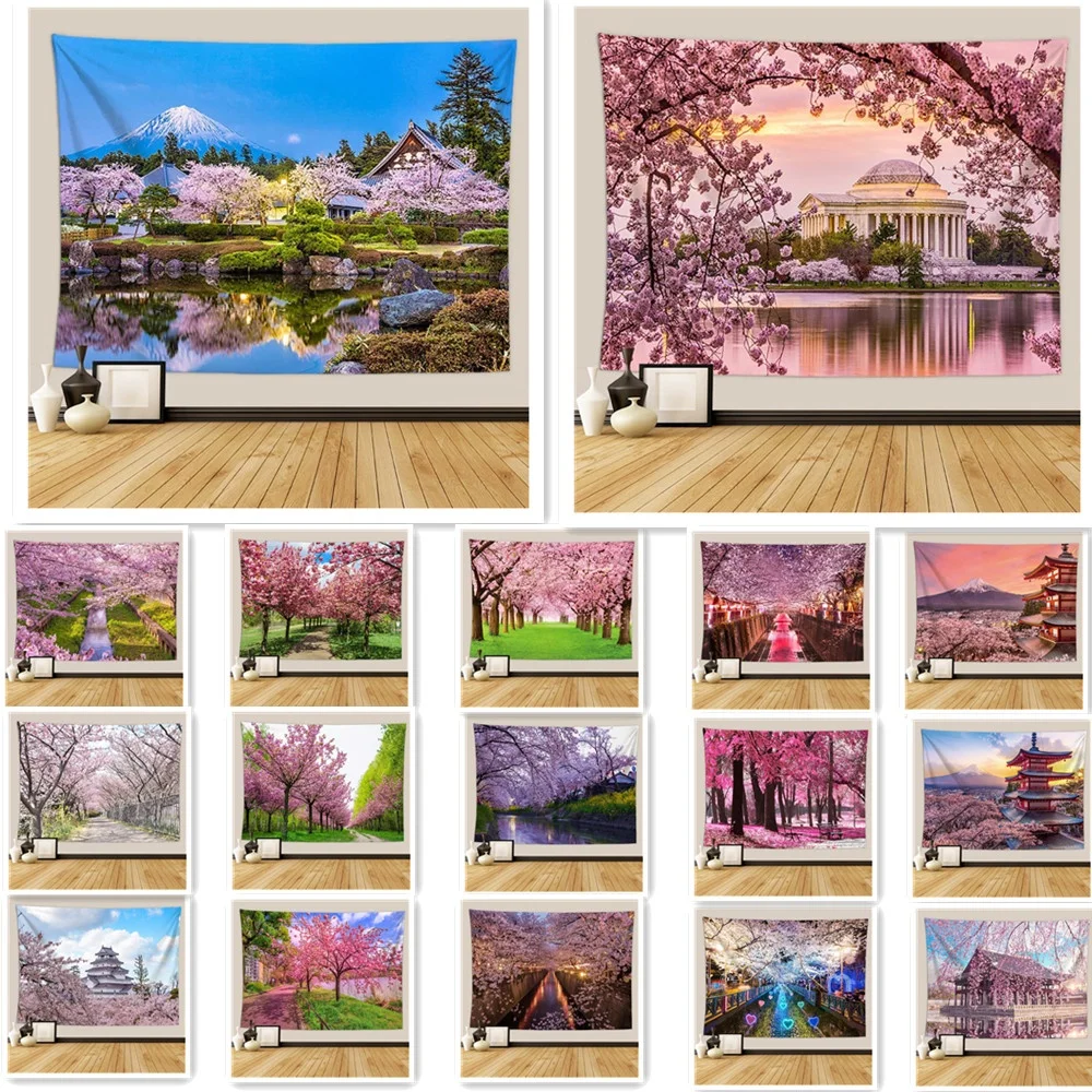 Cherry Blossom Landscape Printing Tapestry Background Fabric Wall Blanket Beach Tapestry 
Cherry Blossom Landscape Printing Tapestry Background Fabric Wall Blanket Beach Tapestry
