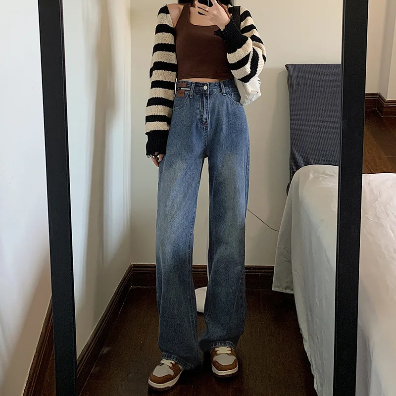 Straight Jeans Womens 2023 Korean Style Vintage Blue High Waist Denim Trouser Y2k Casual Streetwear Bottoms Spring Summer Outfit
Straight Jeans Womens 2023 Korean Style Vintage Blue High Waist Denim Trouser Y2k Casual Streetwear Bottoms Spring Summer Outfit