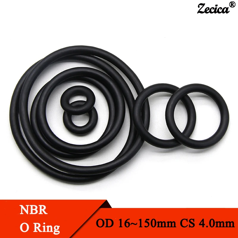 

10/50Pcs NBR O Ring Gasket Thickness CS 4mm OD 16~150mm Nitrile Rubber Round O Type Corrosion Oil Resist Sealing Washer Blackr