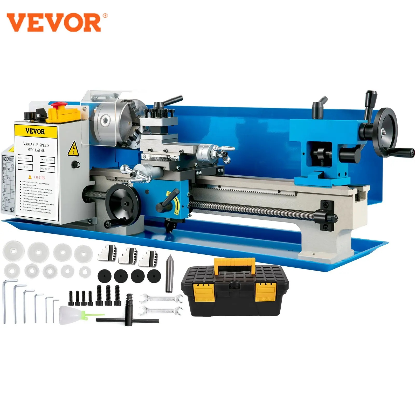 

VEVOR Metal Lathe 7x14 / 7x12 inch Precision Bench Top 550W Variable Speed 50-2500 / 0- 2250 RPM Nylon Gear with A Movable Lamp