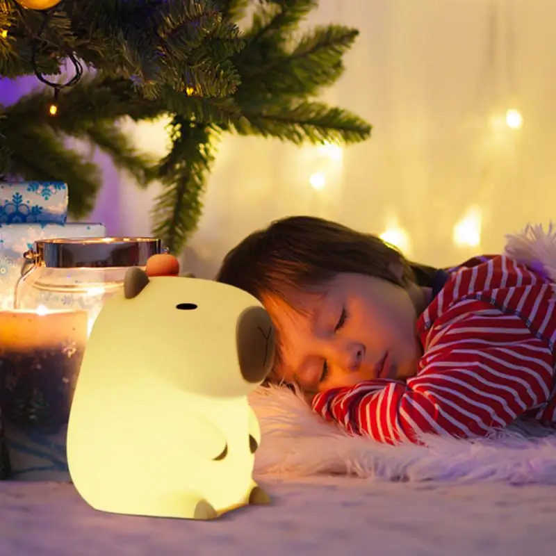 

Cute Night Light Bedside Lamp Capybara Night Light Nursery Night Lights USB Rechargeable Capybara Shape Touch Control Silicone