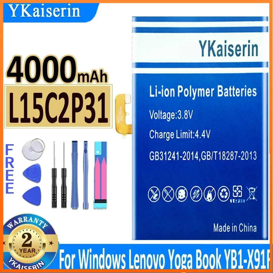 Аккумулятор ykaisсеребрин 4000 мАч L15C2P31 для Lenovo Yoga Book YB1-X91F X91L X91X, аккумулятор большой емкости
Аккумулятор ykaisсеребрин 4000 мАч L15C2P31 для Lenovo Yoga Book YB1-X91F X91L X91X, аккумулятор большой емкости