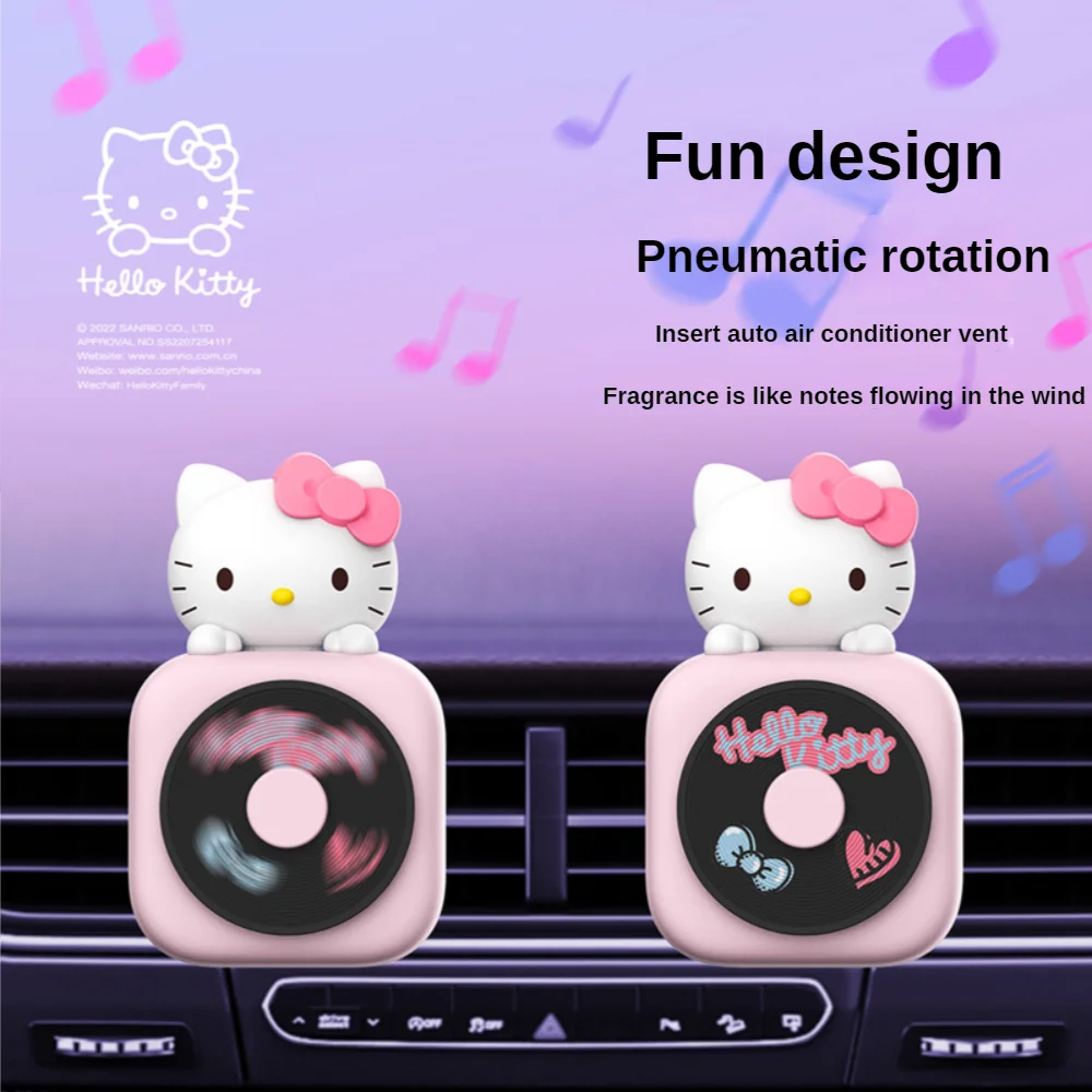 

Hello Kitty Anime Car Air Freshener Kawaii Sanrio Cartoon Diffuser Rotating Propeller Auto Air Outlet Fan Interior Accessories