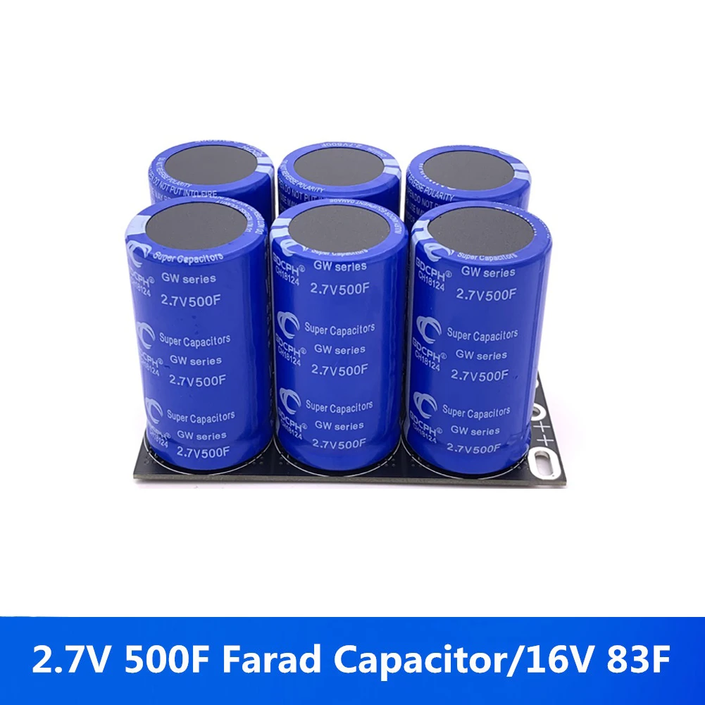 6PCS 2.7V500F Double Row Farad Capacitor Super Capacitor 16V83F Automotive Super Farad Capacitor Module with Protective Board
6PCS 2.7V500F Double Row Farad Capacitor Super Capacitor 16V83F Automotive Super Farad Capacitor Module with Protective Board