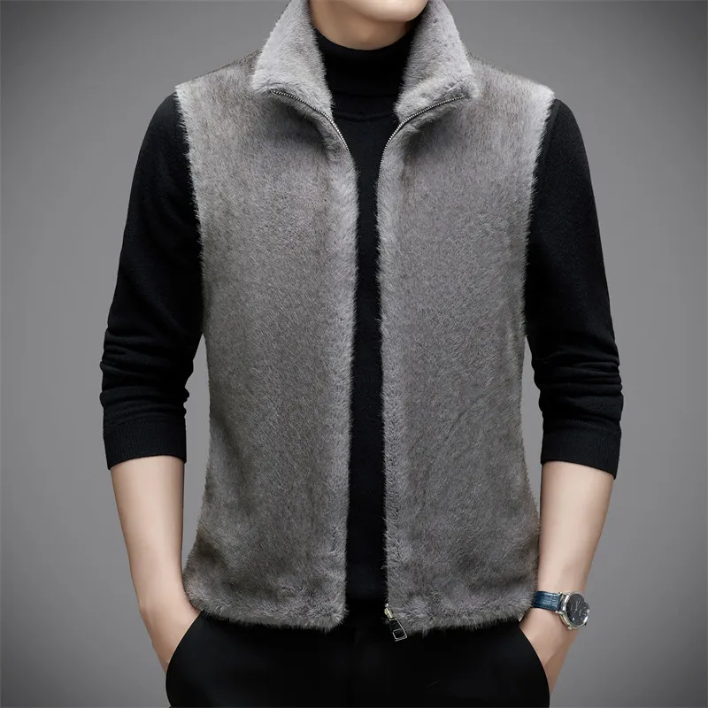Autumn Winter Leather and Fur Vest Vest Men's Double-Sided Wear Imitation Mink Fur Stand Collar Coat Short Thickening Vest Men
Autumn Winter Leather and Fur Vest Vest Men's Double-Sided Wear Imitation Mink Fur Stand Collar Coat Short Thickening Vest Men