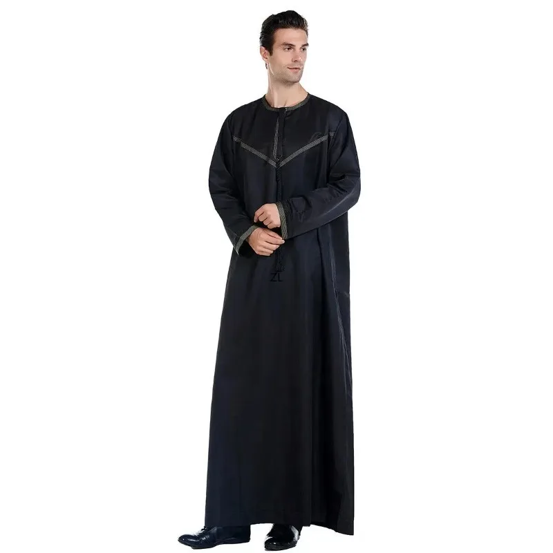 

Traditional Thawb Muslim Dubai Long Abaya Middle East Men Eid Ramadan Thobe Long Sleeves Saudi Arabian Islamic Robe Kaftan Dress