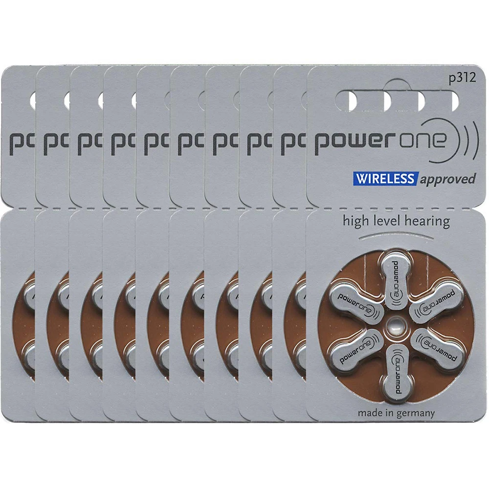 

Powerone p312 Hearing Aid Batteries 60PCS/10 Cards 1.45V 312 312A A312 PR41 Zinc Air Battery For BTE CIC RIC OE Hearing Aids