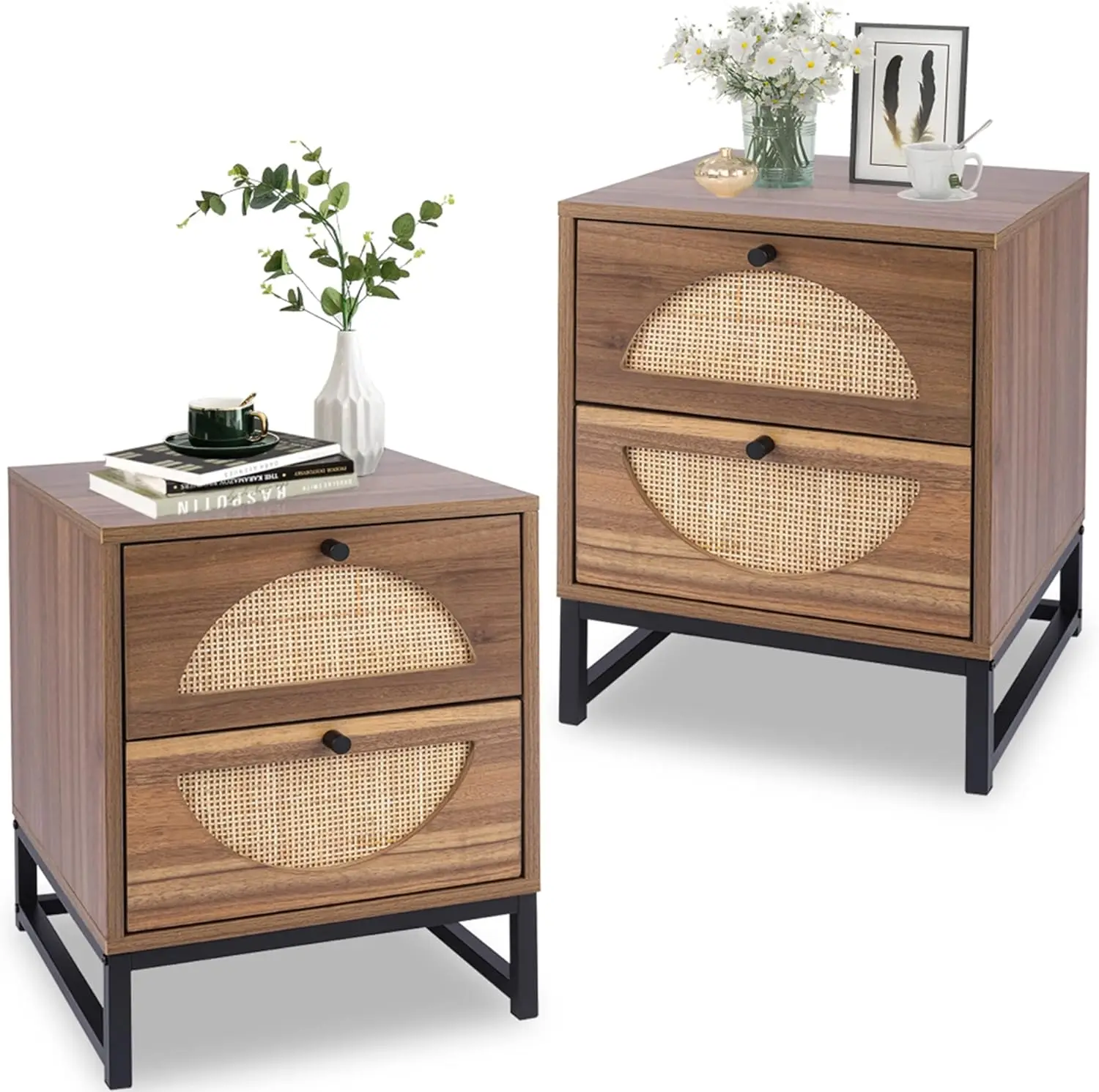 Rattan Nightstand Set of 2, Wood End Table Set of 2 Boho Night Stands with 2 Drawers,Bedside Table Sofa Side Table
Rattan Nightstand Set of 2, Wood End Table Set of 2 Boho Night Stands with 2 Drawers,Bedside Table Sofa Side Table