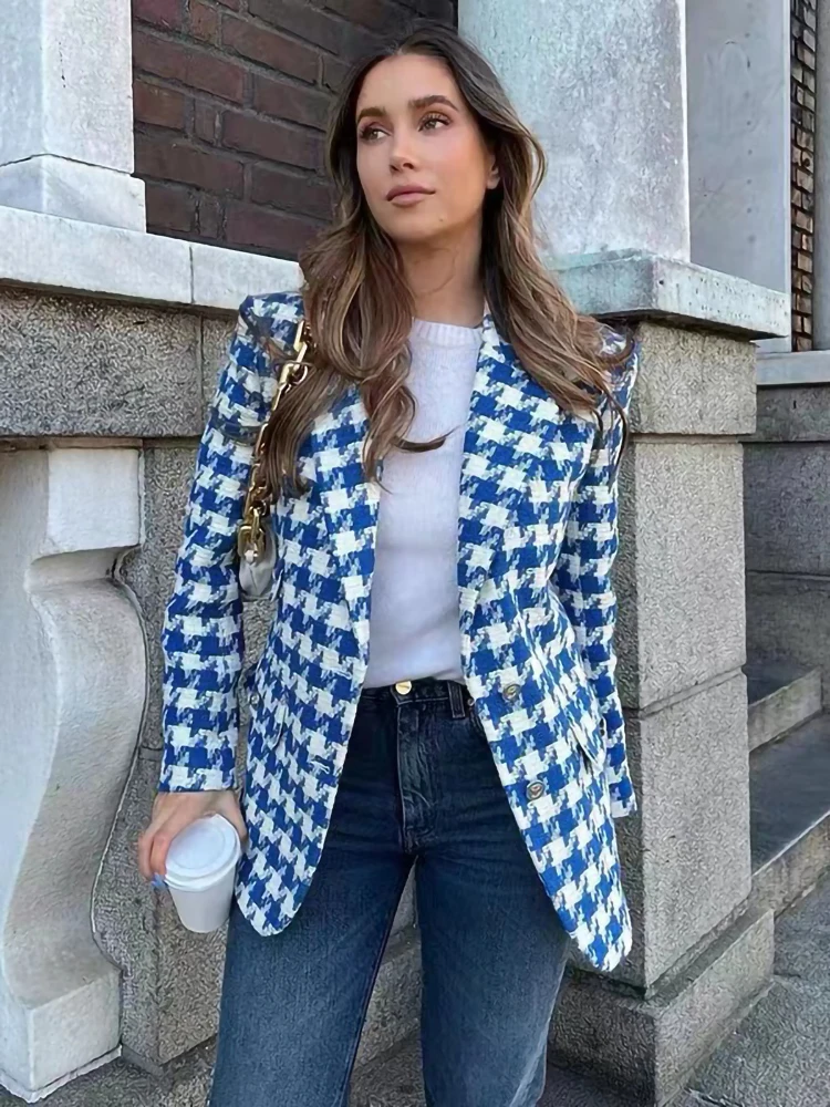 Spring Autumn New French Women Tweed Houndstooth Blazer Ladies Long Sleeve Single-Breasted Outwear Top Female Fsahion Coats
Spring Autumn New French Women Tweed Houndstooth Blazer Ladies Long Sleeve Single-Breasted Outwear Top Female Fsahion Coats