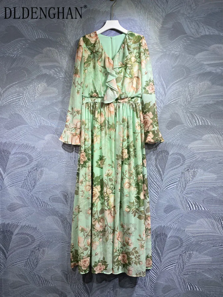 DLDENGHAN Autumn Maxi Dress Women V-Neck Flare Sleeve Ruffles Flower Print High Waist Bohemian Long Dress Fashion Designer New
DLDENGHAN Autumn Maxi Dress Women V-Neck Flare Sleeve Ruffles Flower Print High Waist Bohemian Long Dress Fashion Designer New