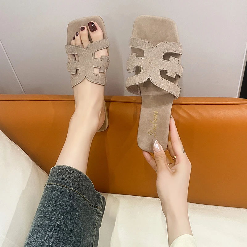 

New Women Fashion Casual Summer Flat Solid Color Shoes Crisscross Ankle Strap Summer Beach Sandals Woman Slippers