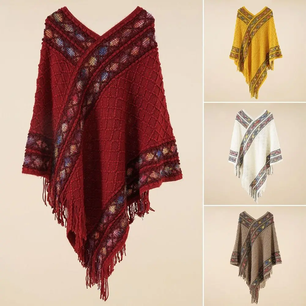 Winter Warm Mongolian Poncho Plush Imitation Cashmere Ethnic Style Knitting Wraps Rhombic Stripe Tassel Shawl Women Fashion
Winter Warm Mongolian Poncho Plush Imitation Cashmere Ethnic Style Knitting Wraps Rhombic Stripe Tassel Shawl Women Fashion