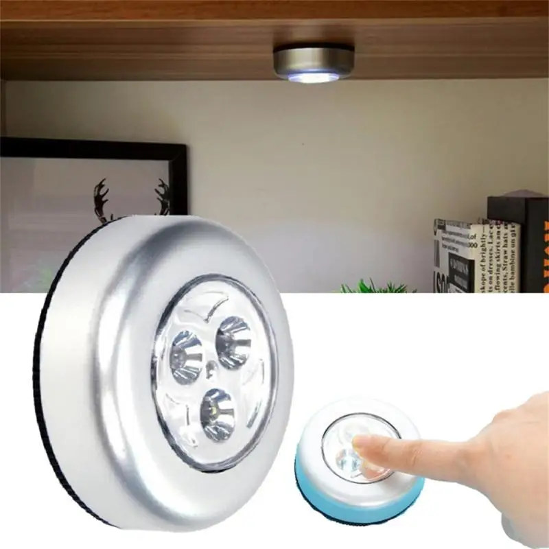 

LED Touch Control Night Light Round Lamp Under Cabinet Closet Push Stick On Lamp Home Kitchen Bedroom Automobile Use