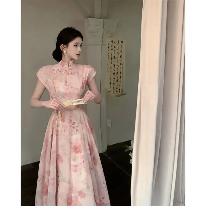 New Chinese Style Improved Cheongsam Dress Summer New French Style Waist Tightening Slimming And Sweet Skirt For Women Clothing
New Chinese Style Improved Cheongsam Dress Summer New French Style Waist Tightening Slimming And Sweet Skirt For Women Clothing