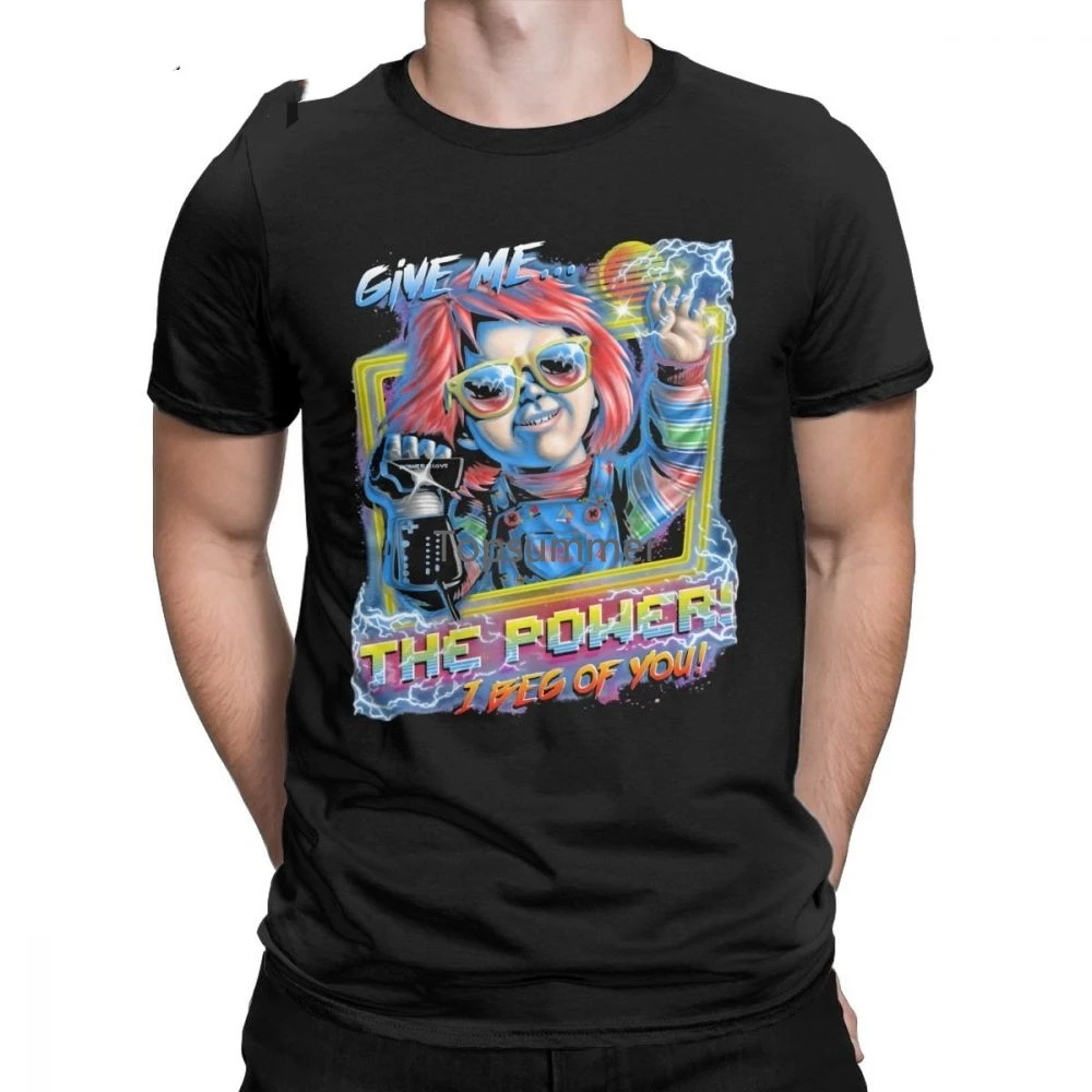 Give Me The Power Chucky T Shirt Men Cotton Vintage T-Shirts Horror Scary Creepy Halloween Tees Short Sleeve Tops Plus Size
Give Me The Power Chucky T Shirt Men Cotton Vintage T-Shirts Horror Scary Creepy Halloween Tees Short Sleeve Tops Plus Size