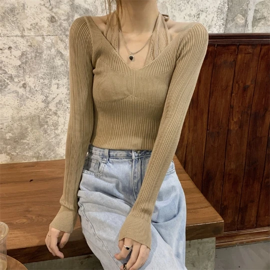 Khaki Korea Japan Pullover Girl Woman Women Sweater Pearl Tie Neck Knit Tops Tight Women's Sweaters Top Coat Cloth Suétere
Khaki Korea Japan Pullover Girl Woman Women Sweater Pearl Tie Neck Knit Tops Tight Women's Sweaters Top Coat Cloth Suétere