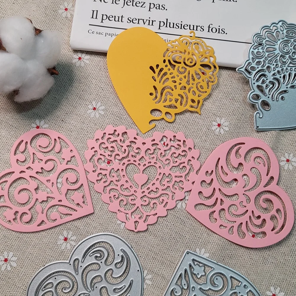 

New Scrapbook 4PC Heart Die Cuts for Card Making Panda Hearts Cutting Dies DIY Album Stencils Paper Craft Dies Cut