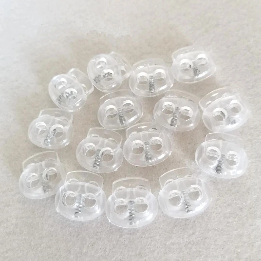 

100pcs/lot Cord Lock Plastic Stopper Cord End Toggle Clip Transparent Clear Frost Shoelace Sportswear DIY Bag Parts Accessories