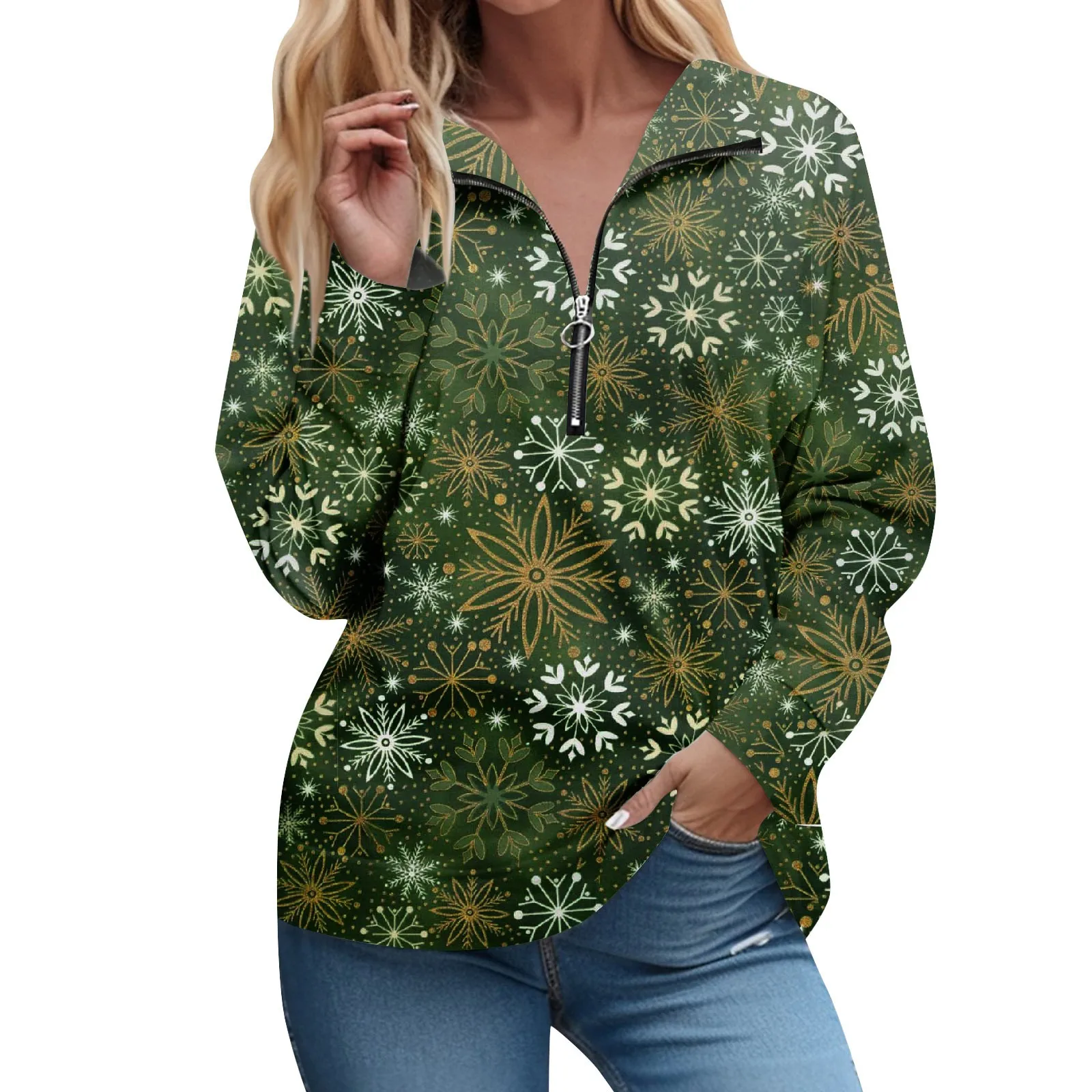 Women Sweatshirts Christmas Plaid Print Casual Zipper Neck Pullovers Women's Long Sleeves Tops Oversized Loose Clothing
Women Sweatshirts Christmas Plaid Print Casual Zipper Neck Pullovers Women's Long Sleeves Tops Oversized Loose Clothing