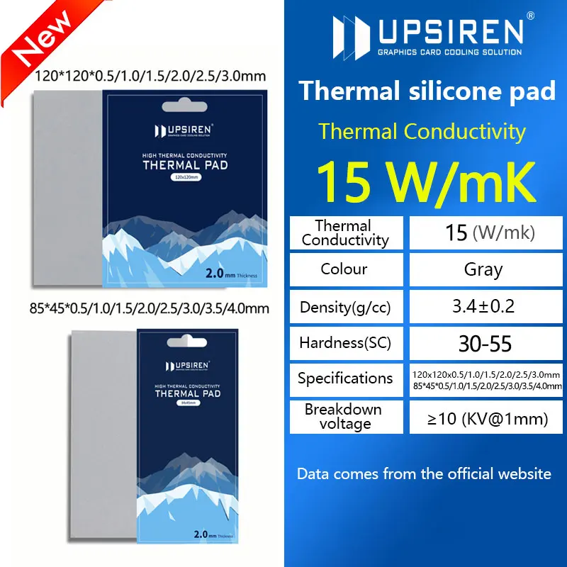 UPSIREN Graphics Card Cooling 15W/MK thermal pad CPU/GPU Graphics Card Thermal Pad Motherboard Heat Dissipation Silicone Pad
UPSIREN Graphics Card Cooling 15W/MK thermal pad CPU/GPU Graphics Card Thermal Pad Motherboard Heat Dissipation Silicone Pad