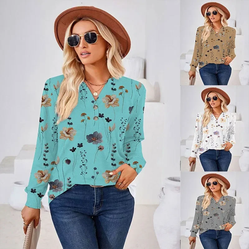 Spring and Autumn New Fashion Women's Blouse Solid Print Button V-Neck Long Sleeve Casual Loose Female Pullover T-shirt Commute
Spring and Autumn New Fashion Women's Blouse Solid Print Button V-Neck Long Sleeve Casual Loose Female Pullover T-shirt Commute