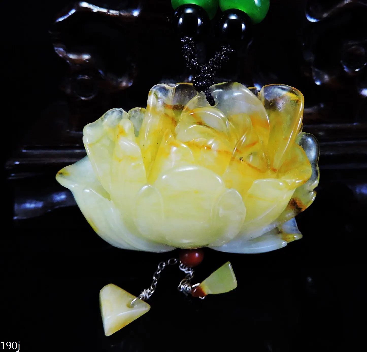 

Jade Jewelry Natural Jade Pendant Necklace Hand-Carved peony flower Jadeite Necklace Pendant Gift No Treatment 190j