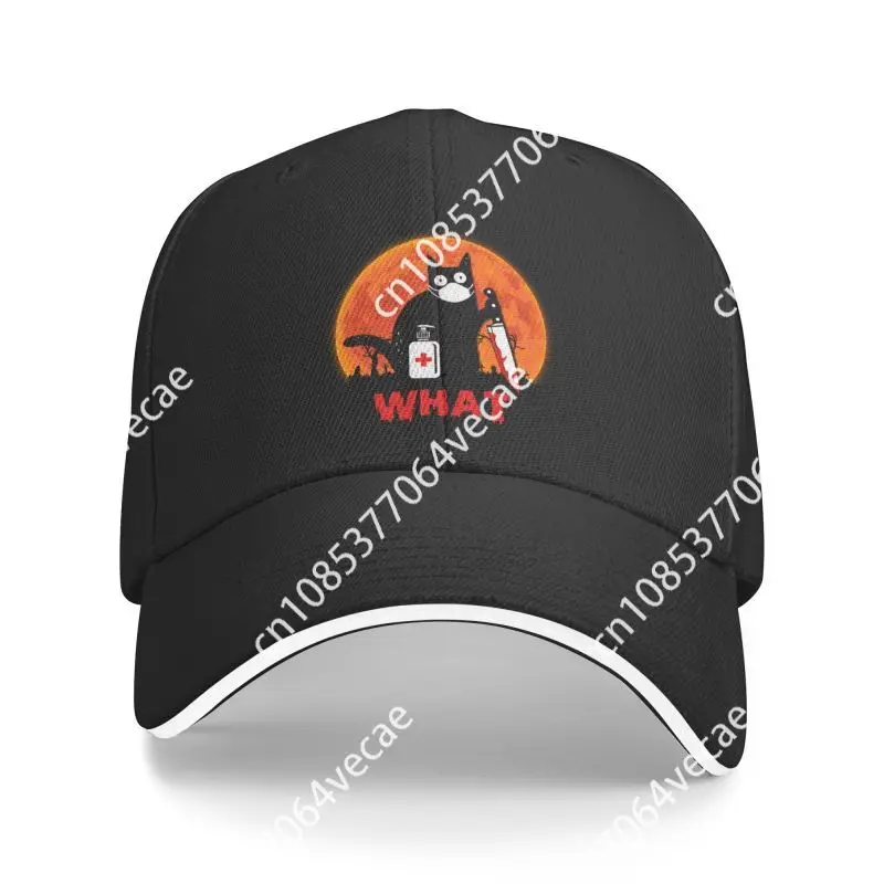 

Hot Fashion Cat What Baseball Cap Hip Hop Men Women's Adjustable Funny Murderous Black Cat With Knife Halloween Dad Hat Spring