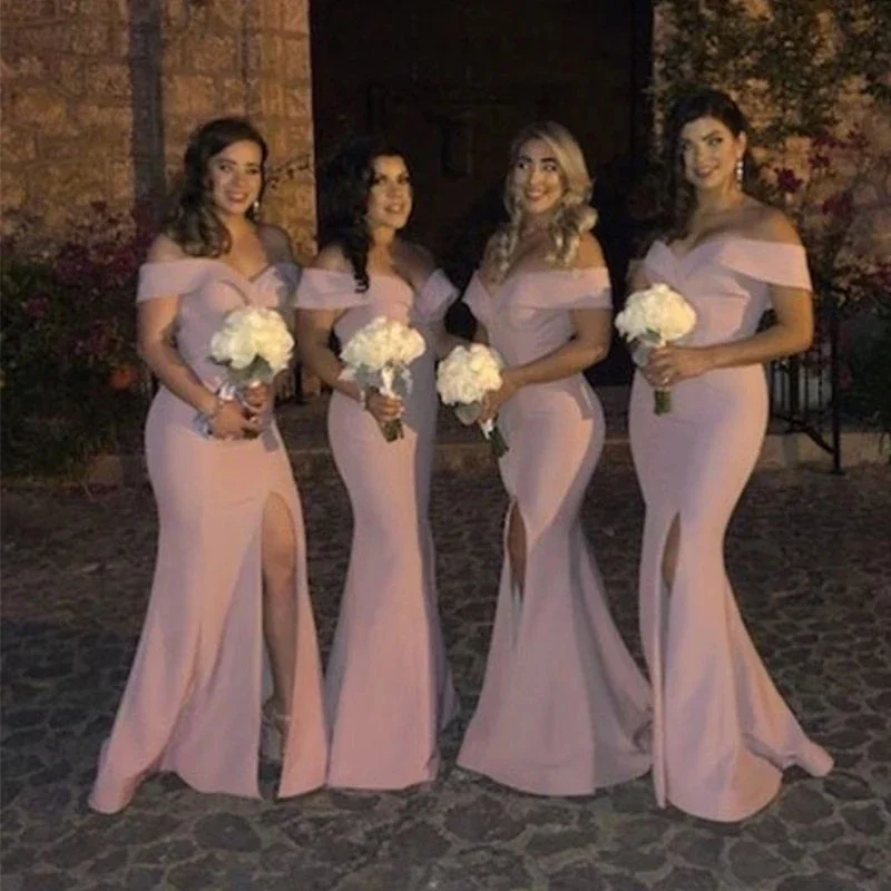 

Off-Shoulder Sweetheart Bridesmaid Dresses Vestido da dama de honra Sexy Side Split Mermaid Evening Party Gowns