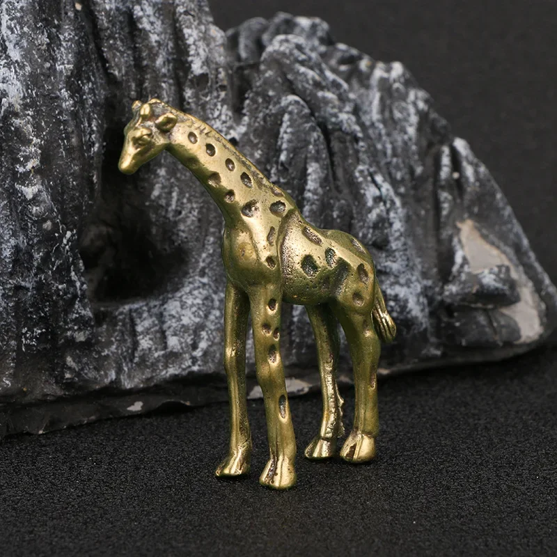 

Luxury Brass Giraffe Small Statue Desktop Ornament Vintage Animal Figurines Miniatures Decorations Crafts Home Decors Accessorie