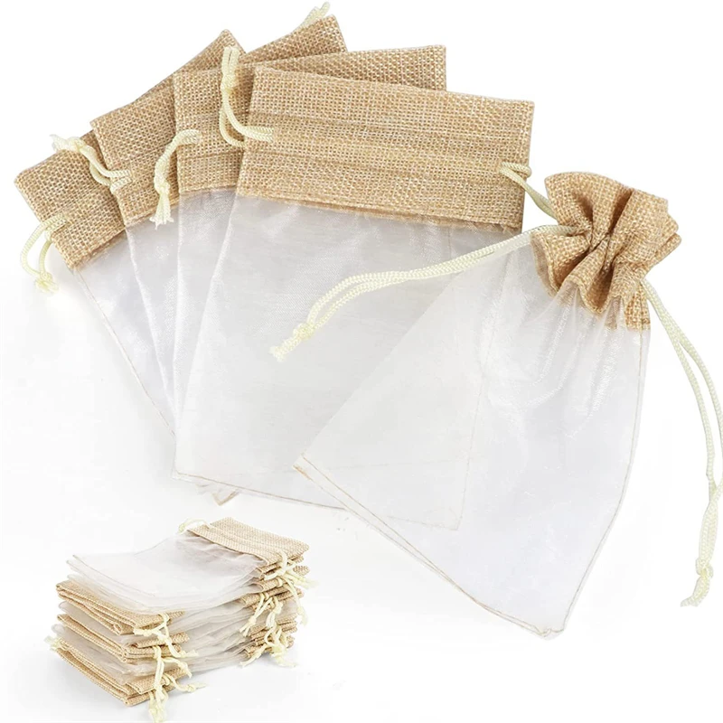 

30PCS Drawstring Pockets Organza Gauze Sachet Gift Bag White Drawable Party Supply Wedding Jewelry Packing Bags Party Decoration