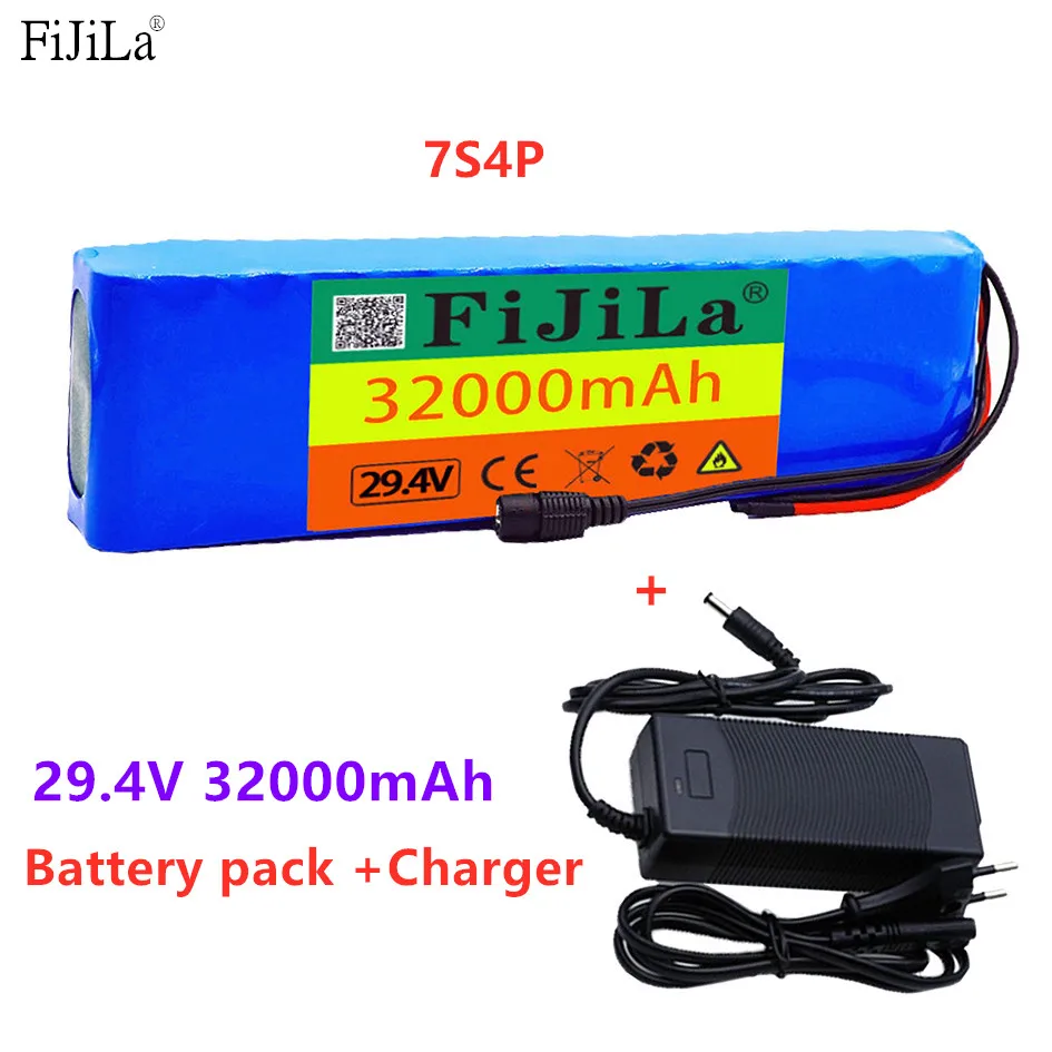 

100% New 7S4P 24V 32Ah 29.4V FOR Lithium-ion Battery Pack Built-in BMS Electric Bike Unicycle scooter wheelchair Motor + Charger
