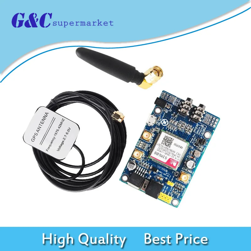 

SIM808 модуль GSM GPRS GPS макетная плата IPX SMA с GPS антенной для Raspberry Pi Поддержка 2G 3G 4G SIM-карта