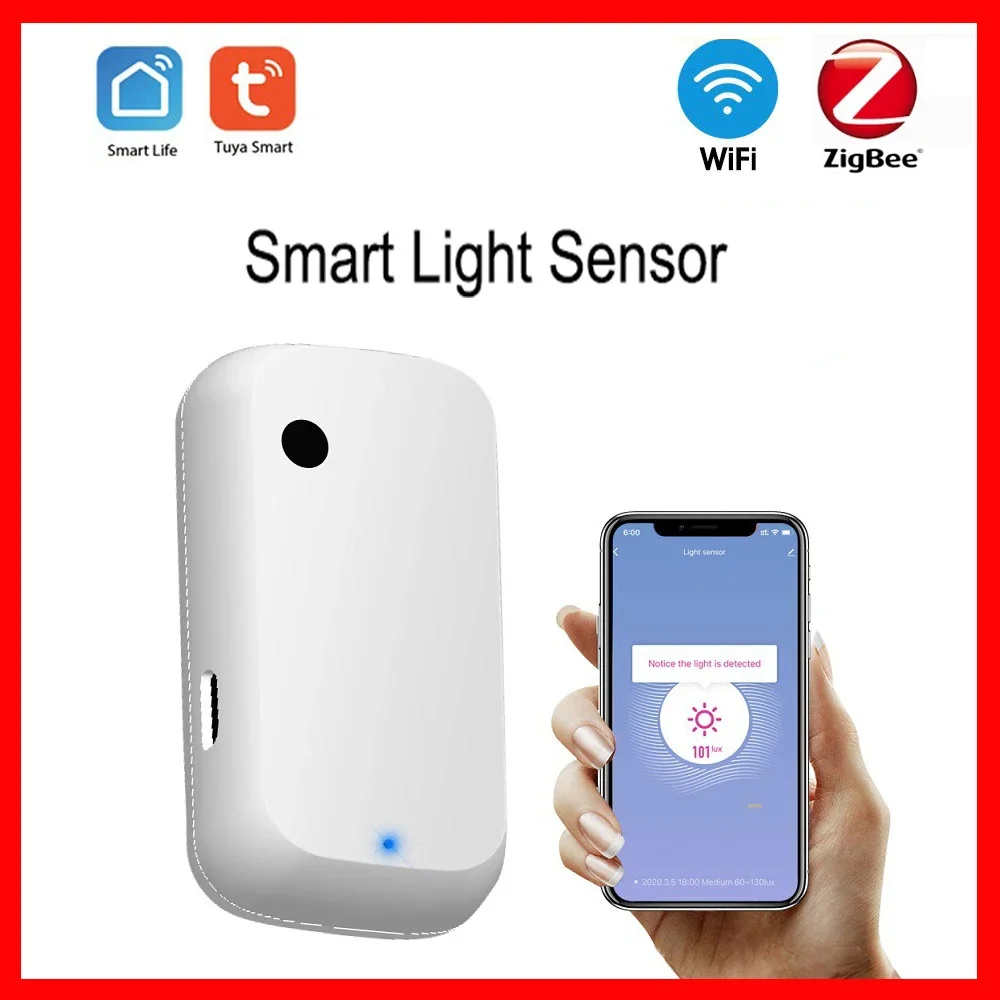 

Tuya Zigbee Wifi Light Sensor Smart Illuminance Brightness Detector Sensor Smart Home Illumination Automation Smart life Linkage