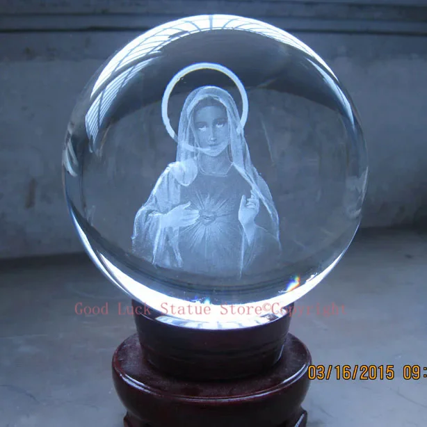 

Wholesale Christianity # blessing HOME family Health safety - 3D Virgin Mary Crystal Internal carvings art statue