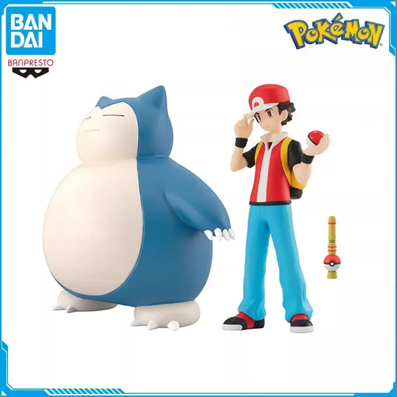 

BANDAI Original Pokemon Scale World Red Ash Ketchum& Snorlax 1/20 PVC Anime Action Figure Limited Collectible Model Kids Gift