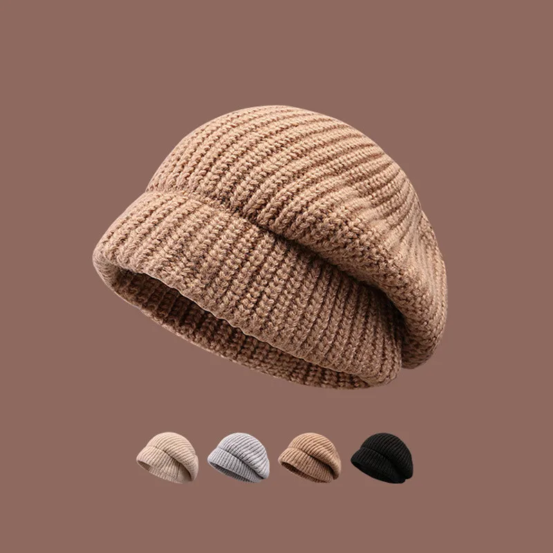 

2024 Autumn and Winter Acrylic Solid Thicken Knitted Hat Warm Hat Skullies Cap Beanie Hat for Men and Women 198