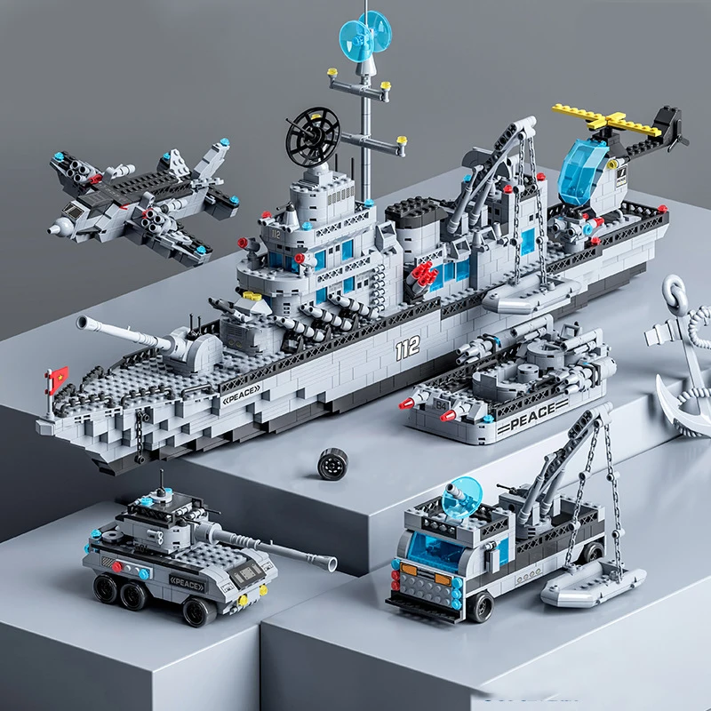 1500pcs 6 IN 1 Military Navy Ship Sets Building Blocks Toys Brick Aircrafted Carrier Army Warship WW2 Heavry Tank Helicopters
1500pcs 6 IN 1 Military Navy Ship Sets Building Blocks Toys Brick Aircrafted Carrier Army Warship WW2 Heavry Tank Helicopters