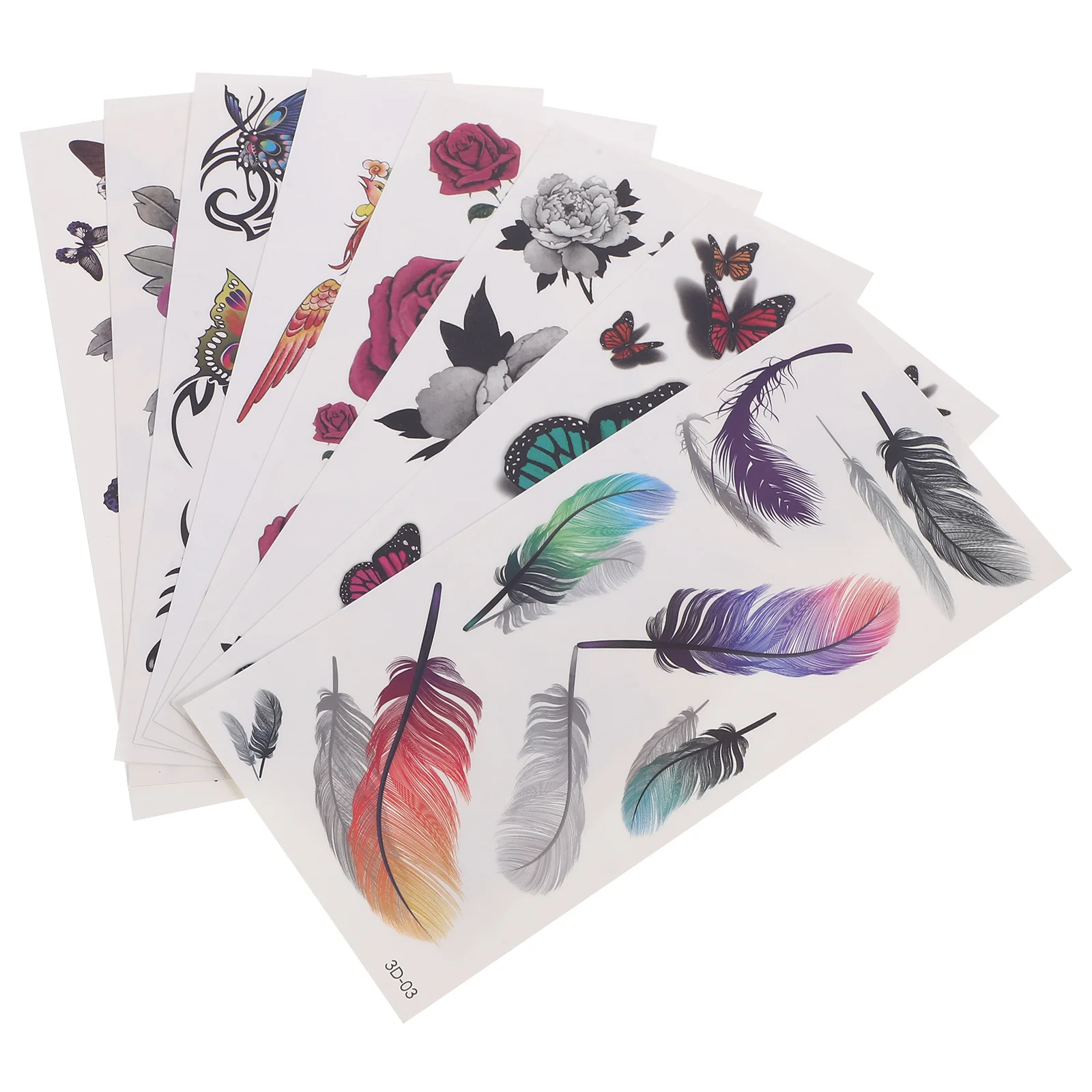 

8 Sheets 3D Flowers Temporary Tattoos Stickers, Roses, Butterflies and Multi- Colored Mixed Style Body Temporary Tattoos for,