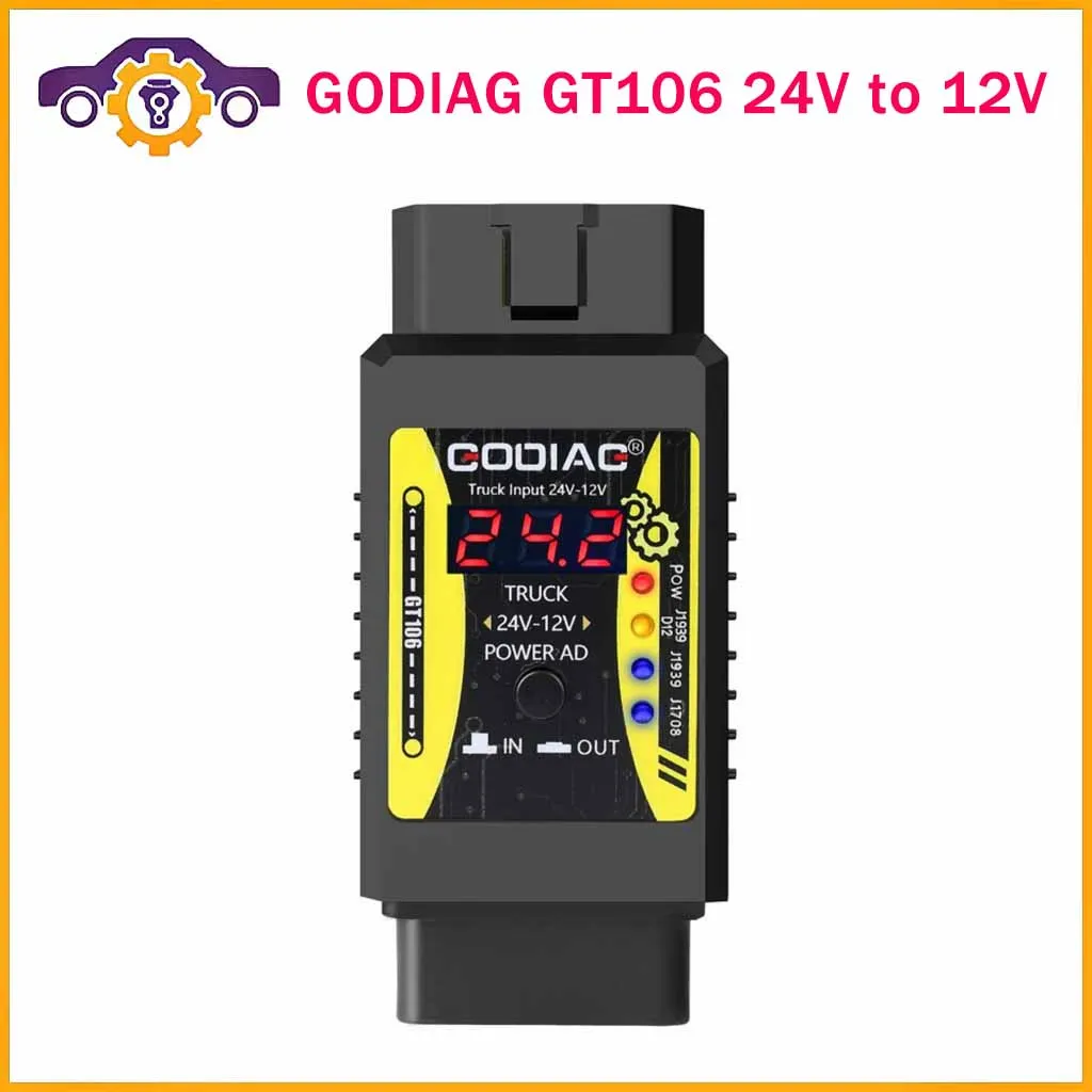 

GODIAG GT106 24V to 12V Heavy Duty Truck Adapter for X431 easydiag/ Golo/ M-DIAG/ IDIAG/ ThinkCar/ ICarScan/ Diagun/ GOLO/ DBSca