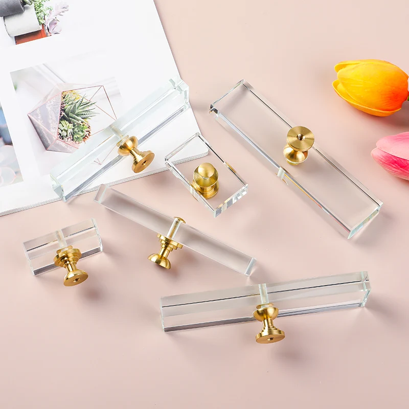 

Crystal Glass Cabinet Hardware Pulls Handles Brass Drawer Knob Dresser Wardrobe Handle Kitchen Cupboard Door Pull Furniture Knob