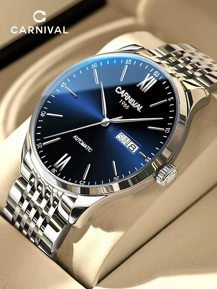 

CARNIVAL Men's Automatic Mechanical Watches SEIKO-NH36A Movement Watch Men Sapphire Steel Waterproof Watch Ultra Thin Dial Reloj