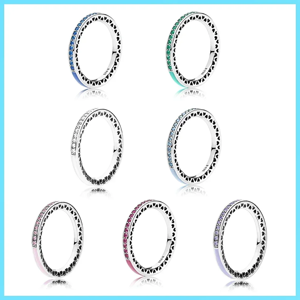 Pan Sterling Silver Ring Hollow Heart S925 Silver Simple Fold Color Heart Blue Shining Heart Ring Women
Pan Sterling Silver Ring Hollow Heart S925 Silver Simple Fold Color Heart Blue Shining Heart Ring Women