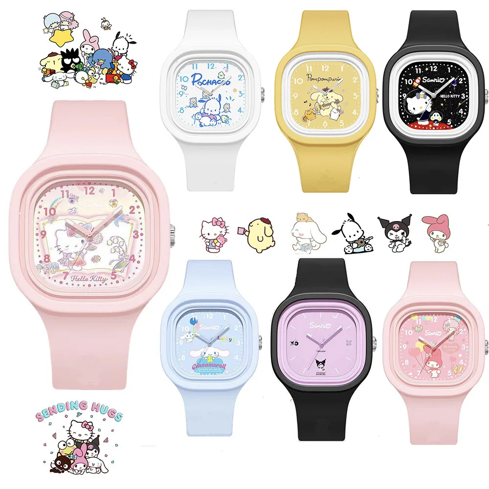 Часы Hello Kitty Kuromi Cinnamoroll Sanrio, силиконовый ремешок, кварцевые, повседневные, Мультяшные, мелодия, часы для девочек, подарок на день рождения
Часы Hello Kitty Kuromi Cinnamoroll Sanrio, силиконовый ремешок, кварцевые, повседневные, Мультяшные, мелодия, часы для девочек, подарок на день рождения