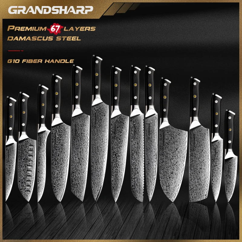 Набор ножей Grandsharp из дамасской стали, стандартный японский кухонный нож, 67 слоев, из высокоуглеродистой стали, для шеф-повара, с коробкой
Набор ножей Grandsharp из дамасской стали, стандартный японский кухонный нож, 67 слоев, из высокоуглеродистой стали, для шеф-повара, с коробкой
