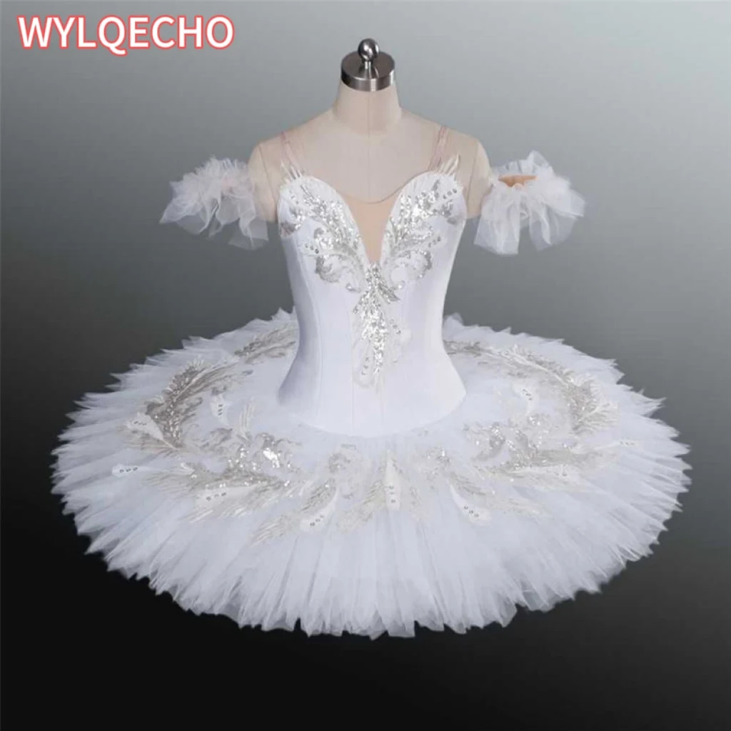 

White Children Girl professional Ballet Dress Women Swan Lake Ballerina Pancake Tutu Adult Kids dancing dress costume