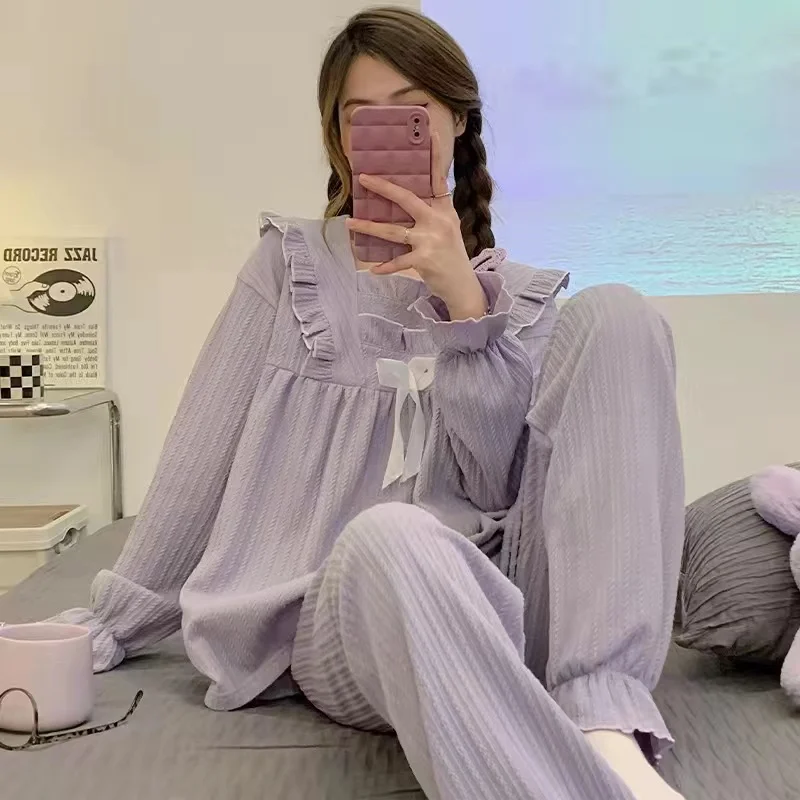 2023 New Woman Pajamas Sets 100% Cotton Sleepwear 2 Piece Set Turn-down Collar Homewear Nightie Female
2023 New Woman Pajamas Sets 100% Cotton Sleepwear 2 Piece Set Turn-down Collar Homewear Nightie Female