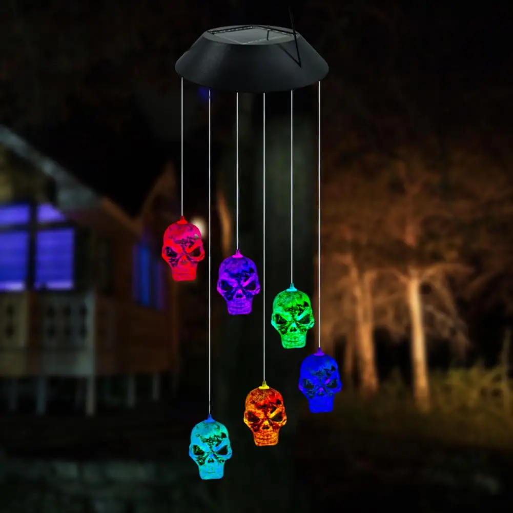 Solar Wind Chime Light Halloween Decorative Light Spooky Solar Skull Wind Chime Lamps Halloween Party Decorations with Auto
Solar Wind Chime Light Halloween Decorative Light Spooky Solar Skull Wind Chime Lamps Halloween Party Decorations with Auto