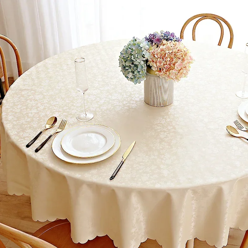 

European style waterproof, oil resistant, scald resistant, and washable tablecloth, hotel and restaurant household circular