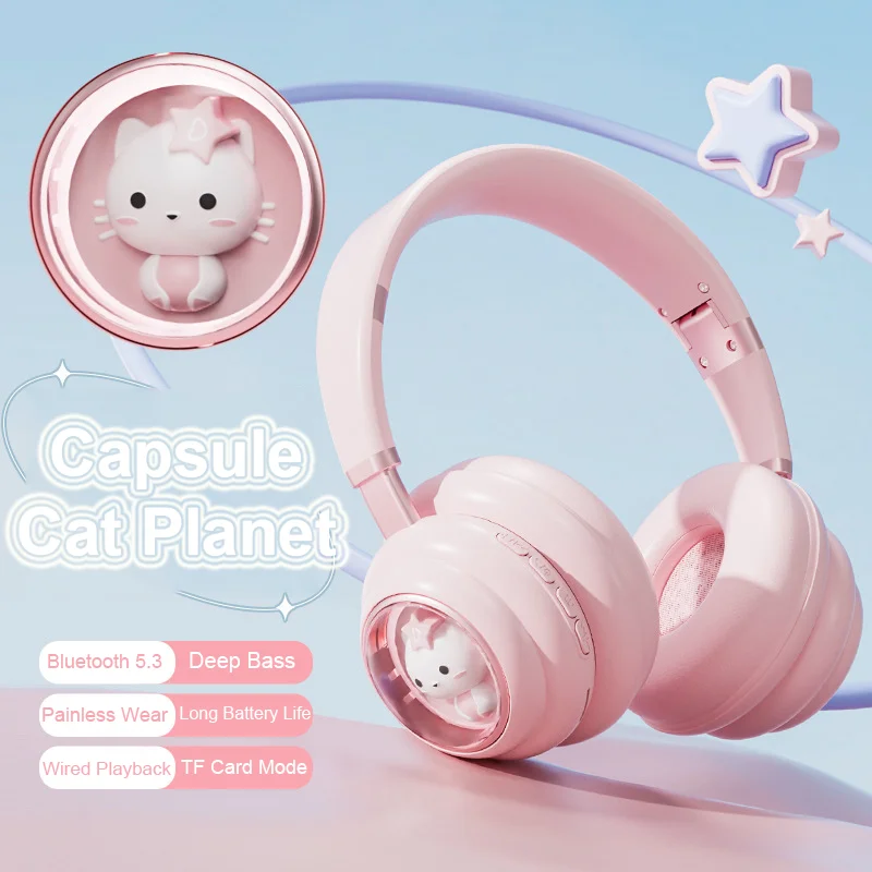 2024 New Meow Cat Planet Headset Cute Cartoon Pink Wireless Bluetooth 5.3 Headworn Earphones TF Card 3.5mm Audio Headphone Gifts
2024 New Meow Cat Planet Headset Cute Cartoon Pink Wireless Bluetooth 5.3 Headworn Earphones TF Card 3.5mm Audio Headphone Gifts